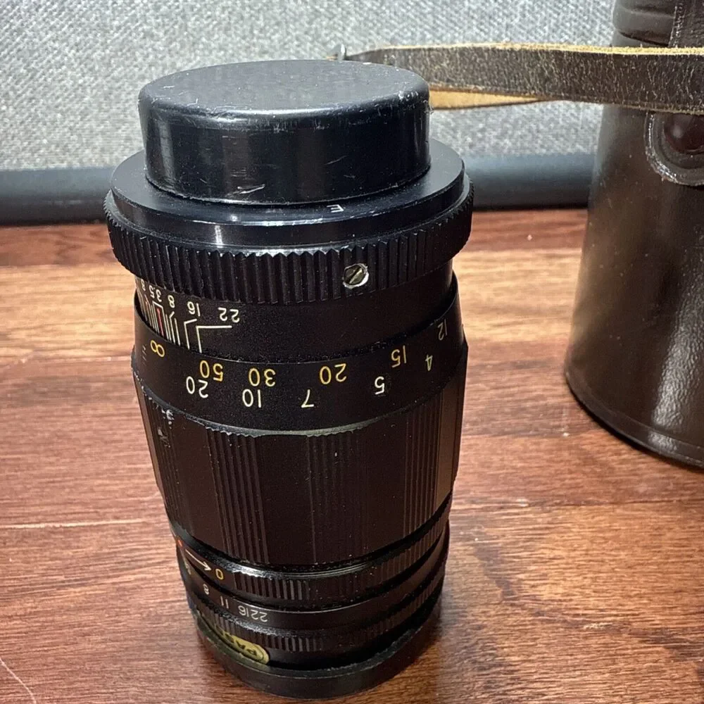 Soligor f=l 35mm, l:3.5 Telephoto Lens Vintage No. H55097 W/ Vtg Nippon Case